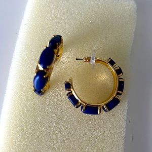 J. Crew Navy Blue Beaded Hoop Earrings